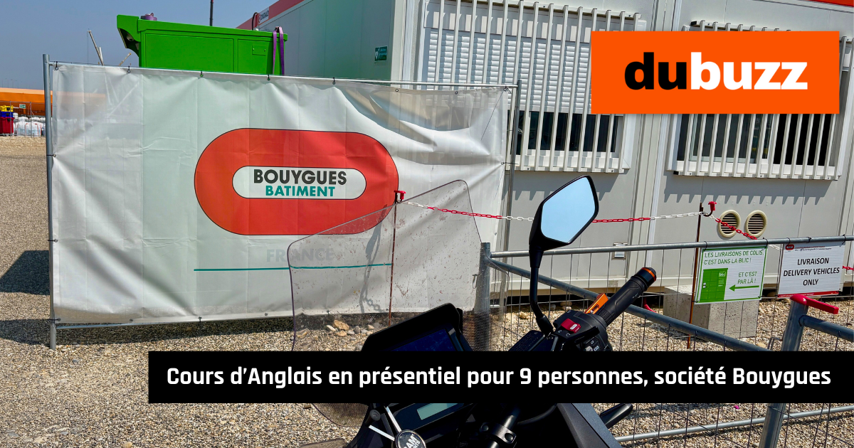 Cours d'anglais en présentiel pour groupe 9 personnes société Bouygues